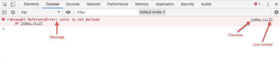 An error message in Google Chrome console