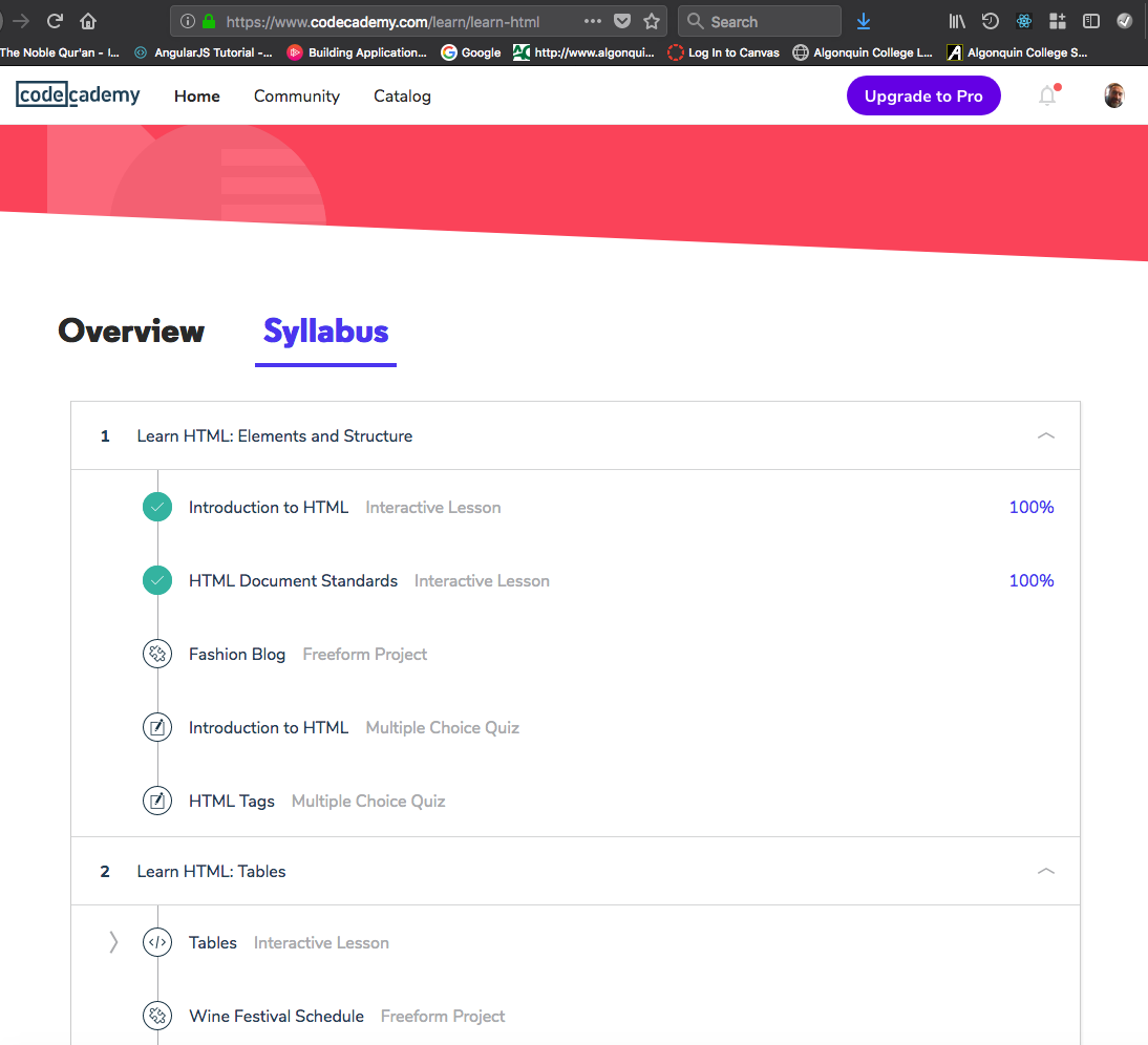 CodeAcademy Completion Screenshot